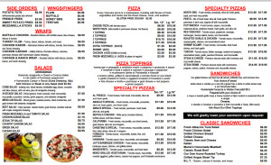 Vesuvius Menu