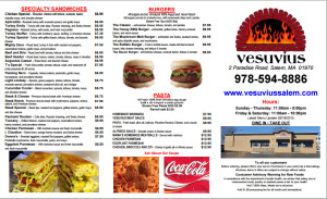 Vesuvius Salem Menu